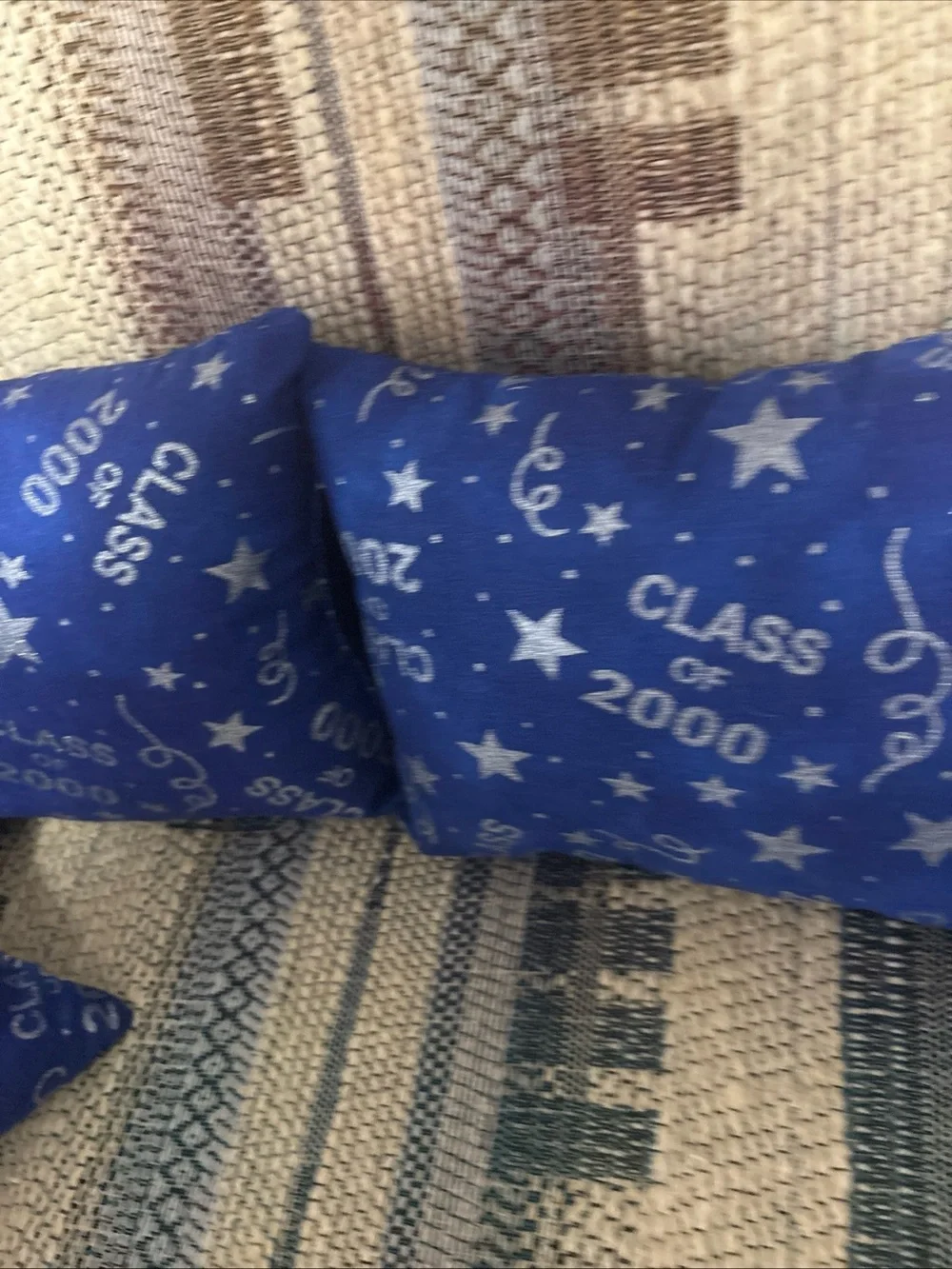 Decorative Blue 'Class of 2000' Accent Pillow Set of 4 handmade